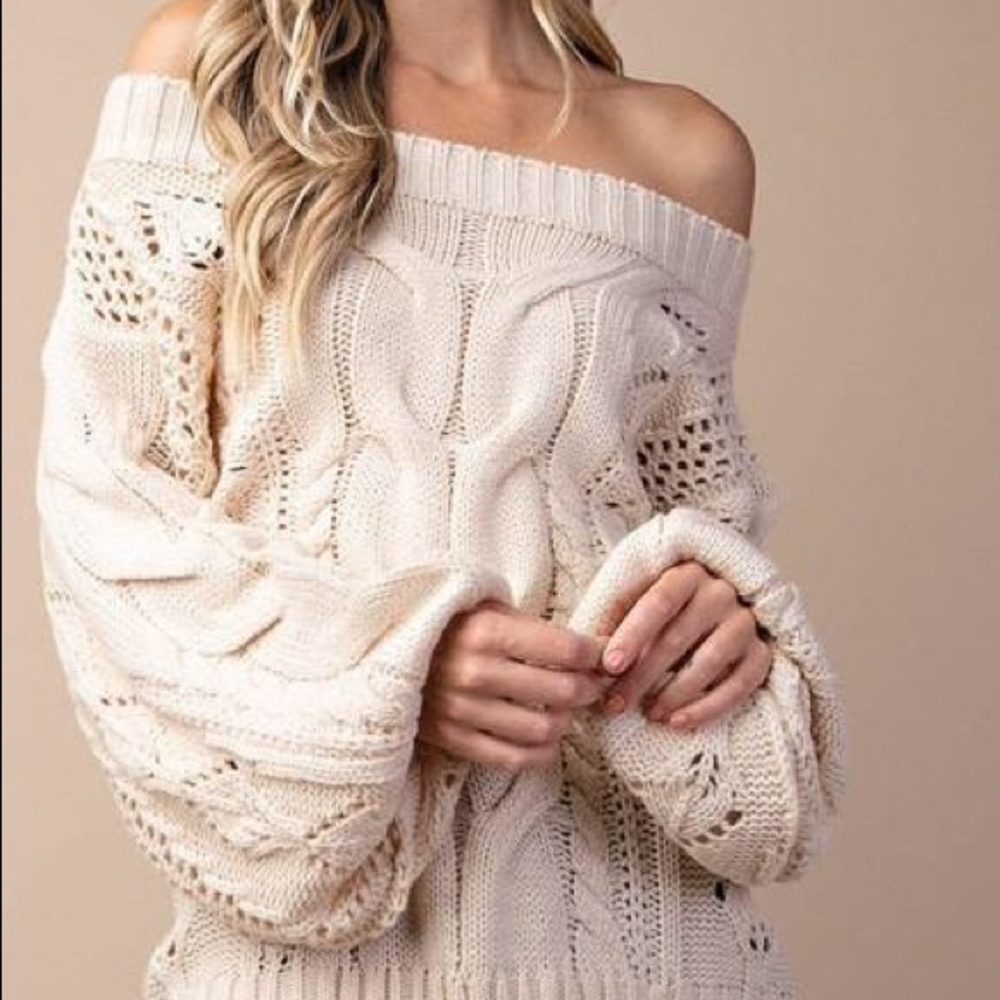 🆕 One Shoulder Cable Knit Sweater